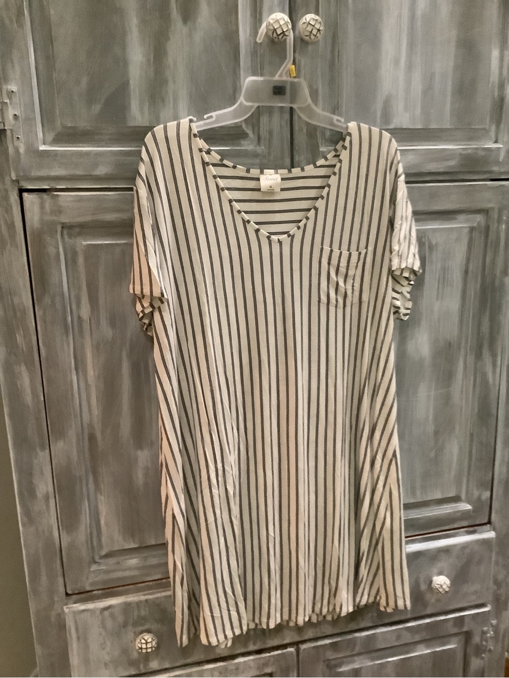 Soma gown-Cream with Black Vertical Stripes